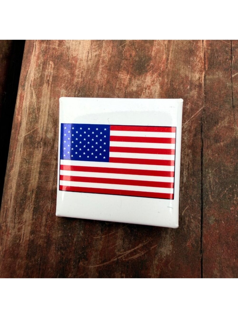 2001 Small American Flag Square Pinback Button